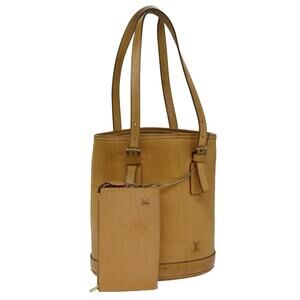 LOUIS VUITTON Nomad Leather Bucket PM Shoulder Bag Beige M85001